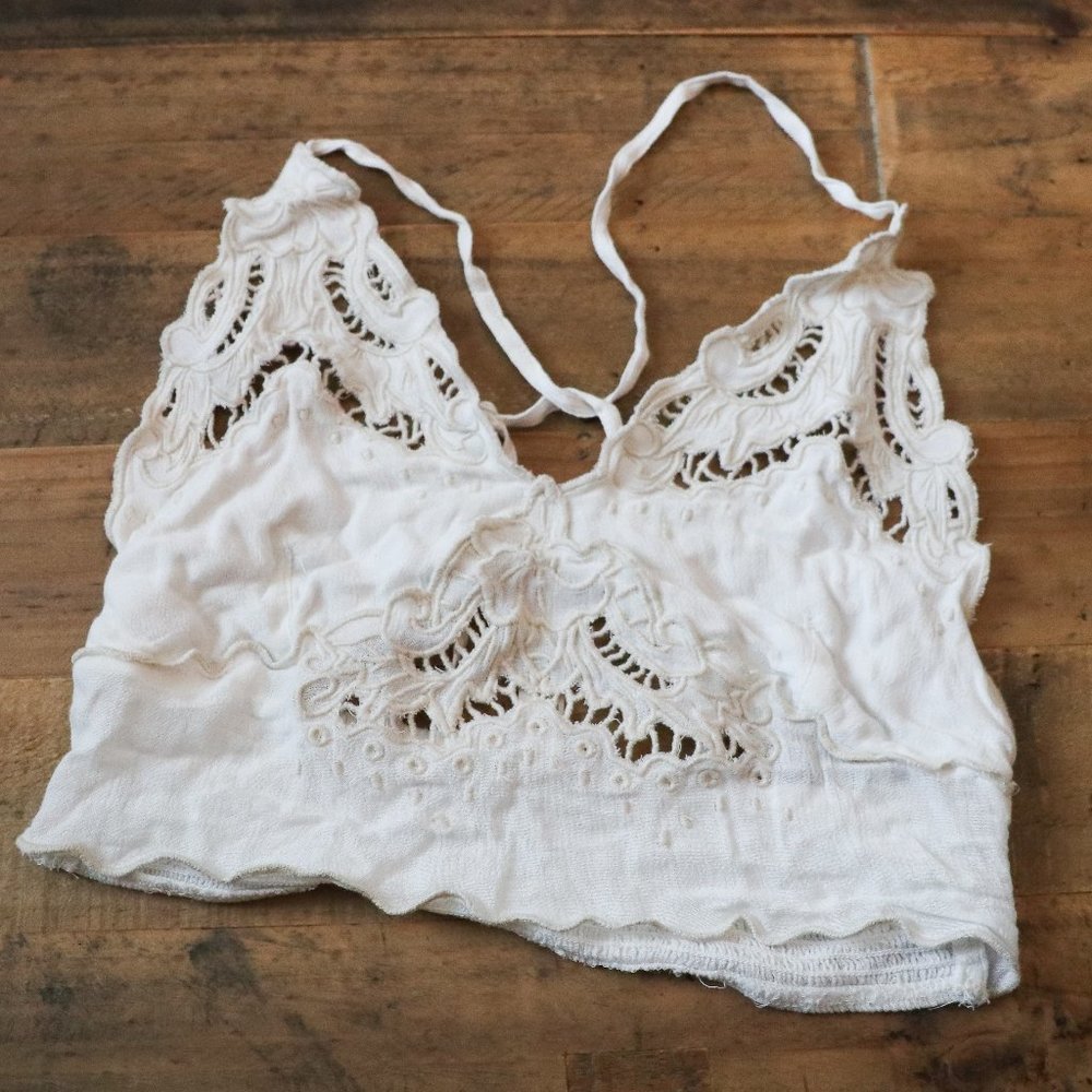 White Eyelet Free People Bralette XS - Picture 1 of 5